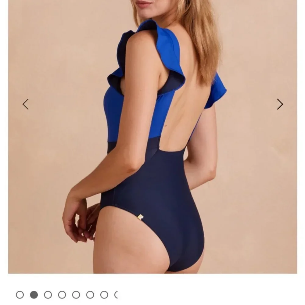 NWT Summersalt The Ruffle Backflip One Piece Swimsuit - Royal Navy Blue 12